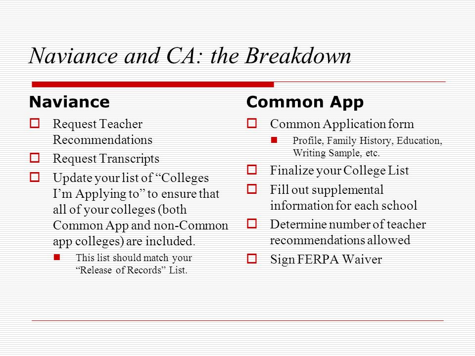 Naviance and CA: the Breakdown