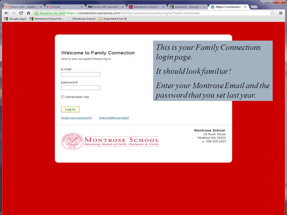 This is your Family Connections login page.