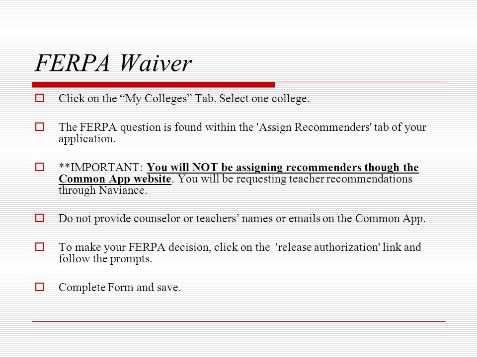 FERPA Waiver Click on the My Colleges Tab. Select one college.
