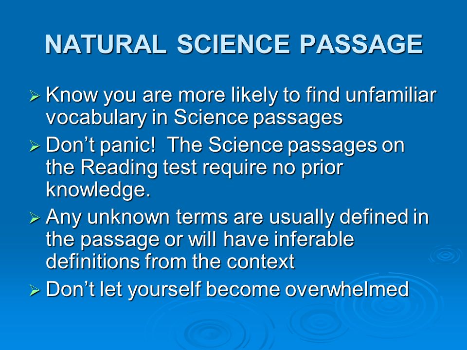 NATURAL SCIENCE PASSAGE