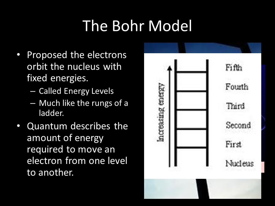 The Bohr Model Proposed the electrons orbit the nucleus with fixed energies. Called Energy Levels.