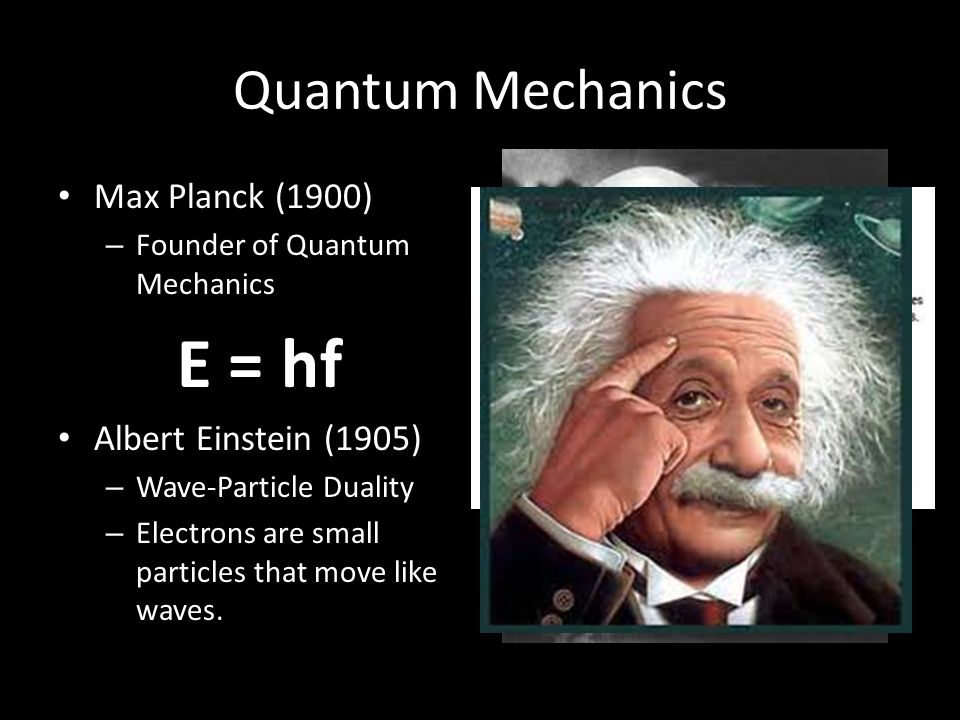 E = hf Quantum Mechanics Max Planck (1900) Albert Einstein (1905)