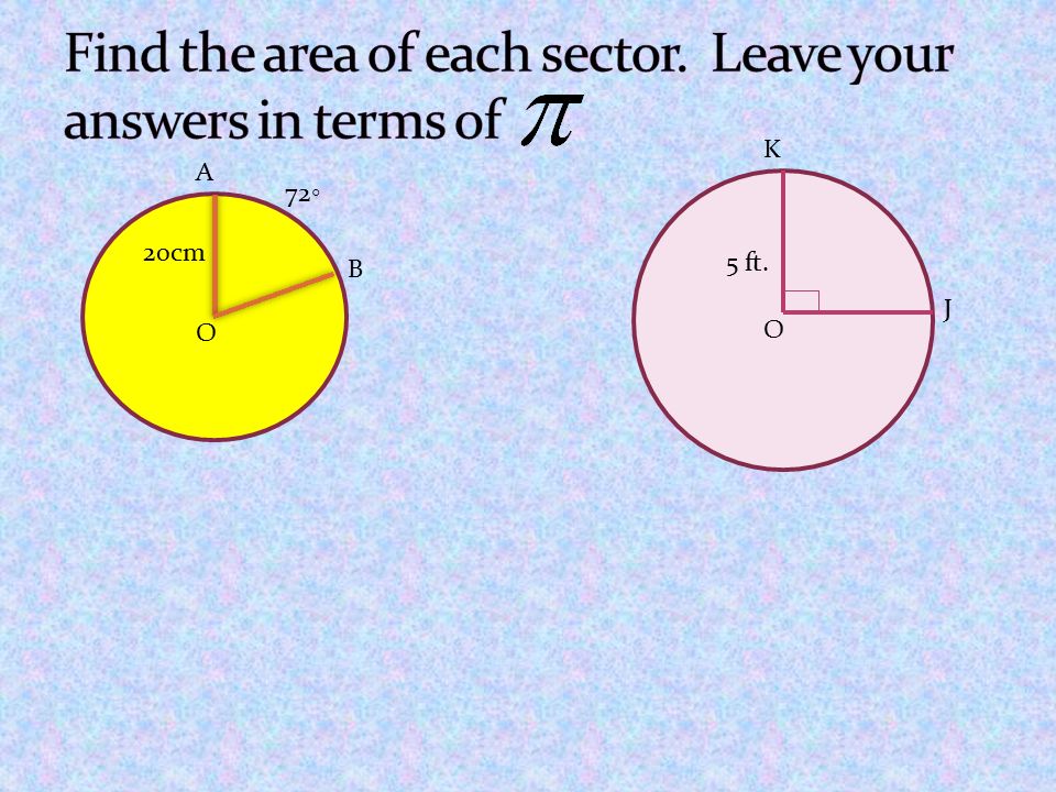 Find the area of each sector. Leave your answers in terms of