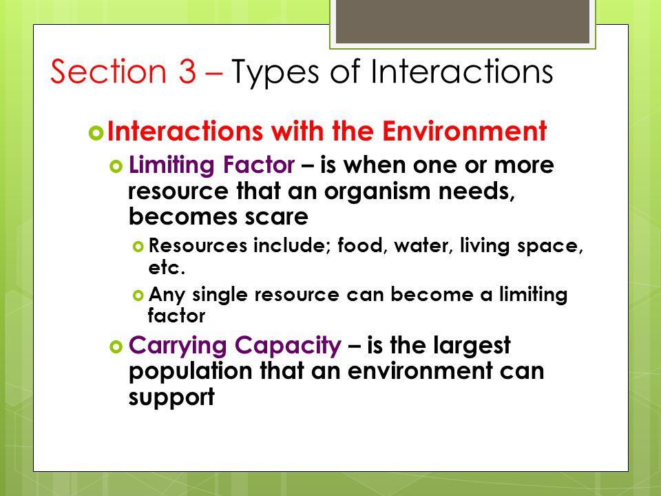 Section 3 – Types of Interactions