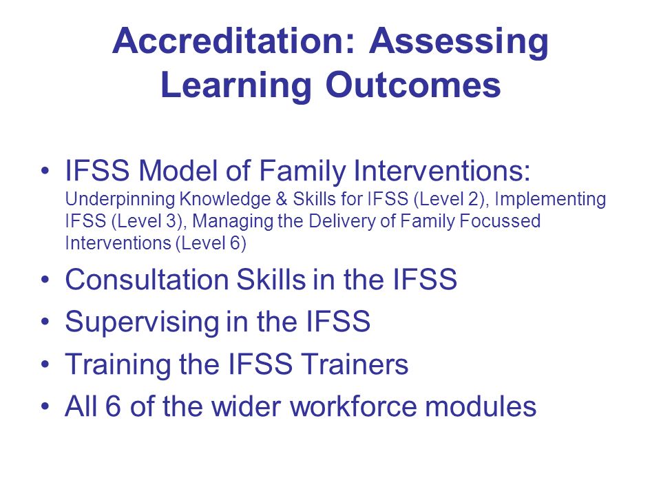 Accreditation: Assessing Learning Outcomes
