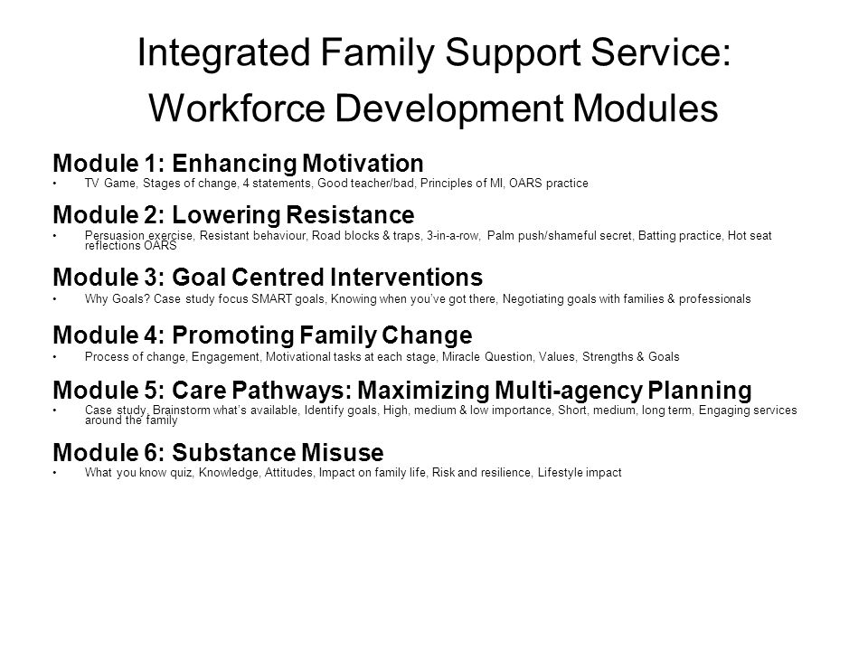Integrated Family Support Service: Workforce Development Modules