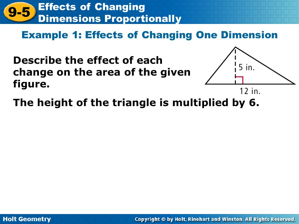 Example 1: Effects of Changing One Dimension