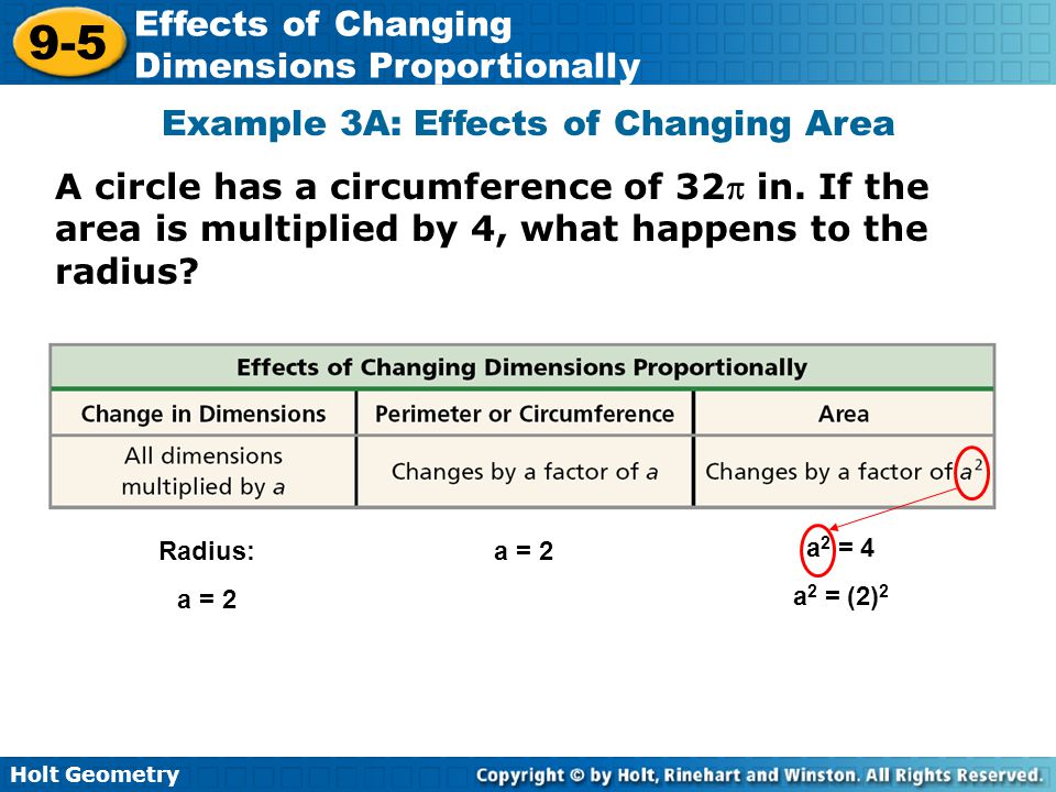 Example 3A: Effects of Changing Area