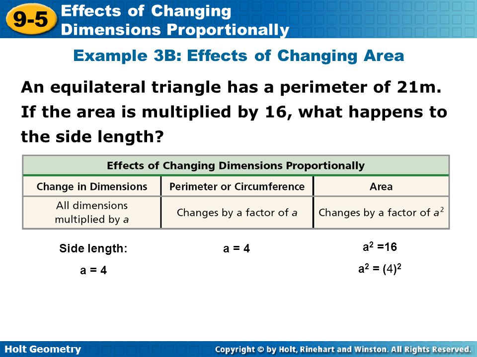 Example 3B: Effects of Changing Area