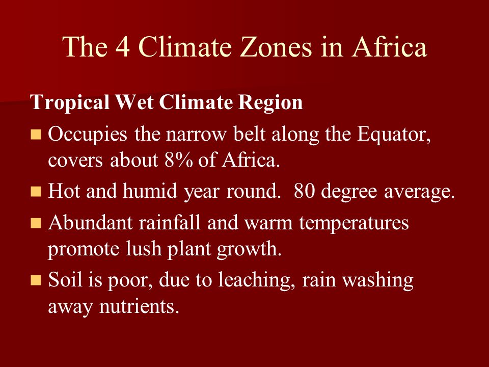 The 4 Climate Zones in Africa