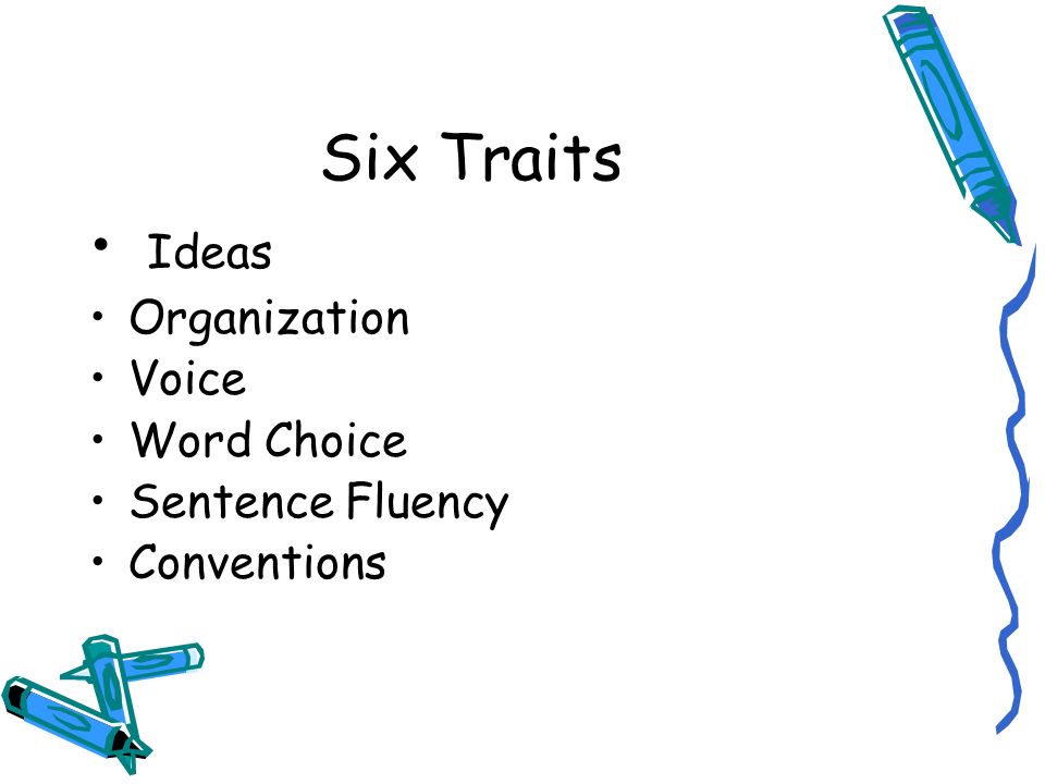 Six Traits Ideas Organization Voice Word Choice Sentence Fluency