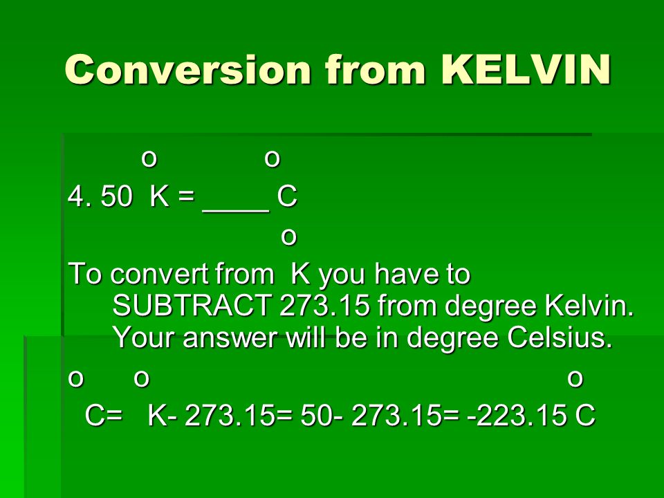 Conversion from KELVIN