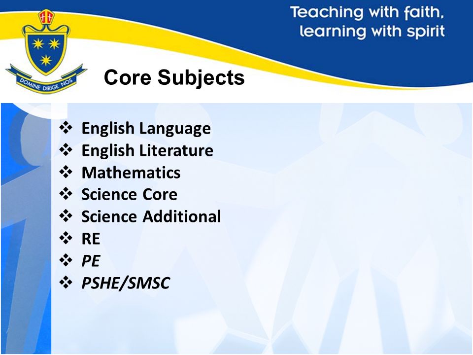 KS4 Curriculum Core Subjects English Language English Literature