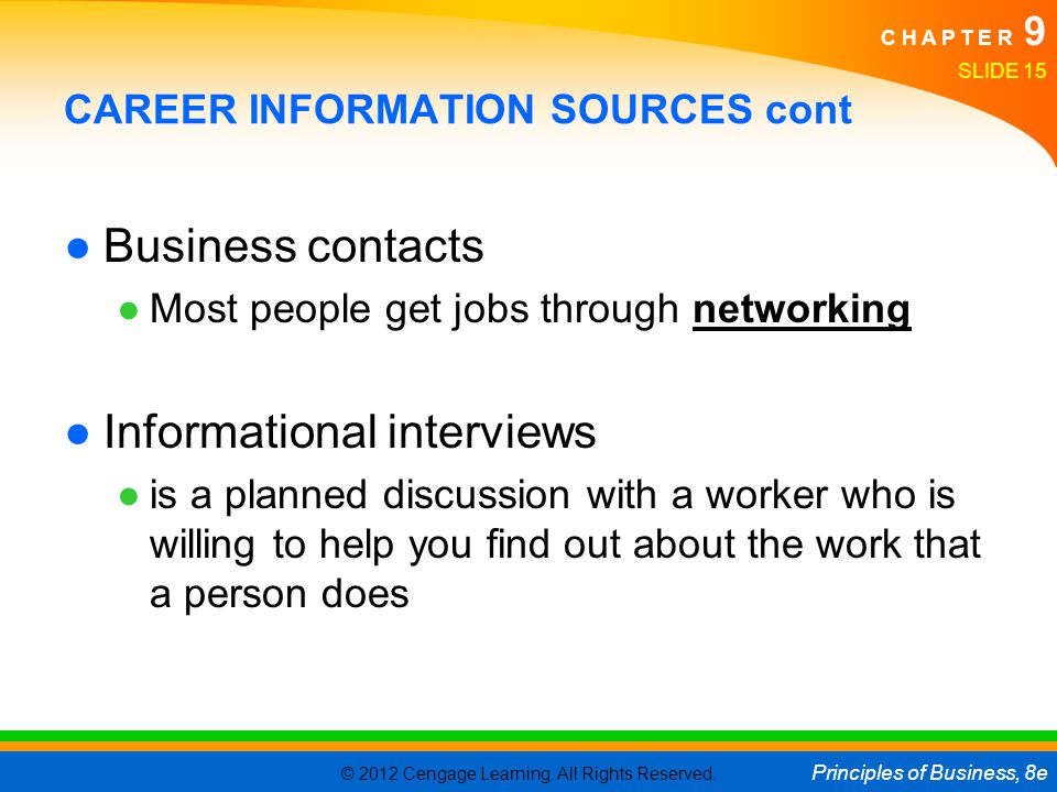 CAREER INFORMATION SOURCES cont