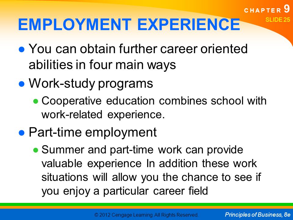 EMPLOYMENT EXPERIENCE