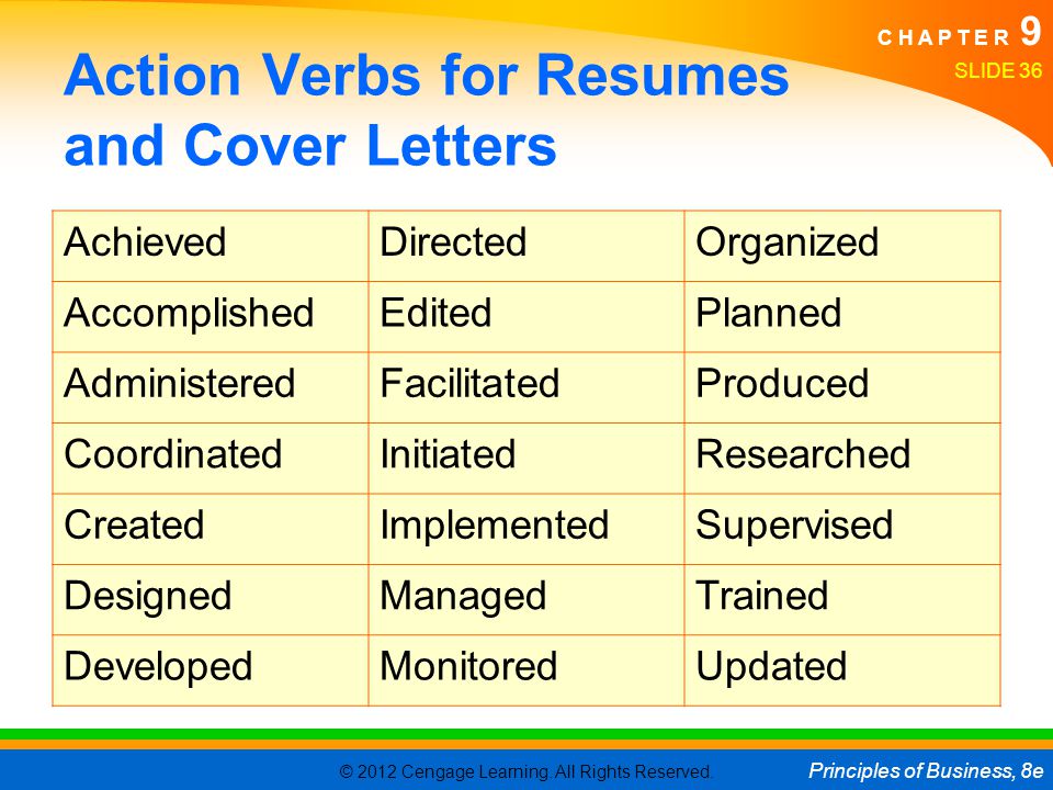Action Verbs for Resumes and Cover Letters
