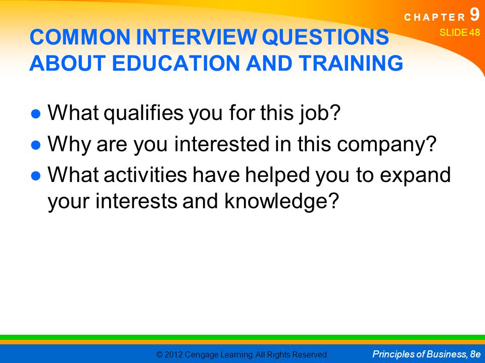 COMMON INTERVIEW QUESTIONS ABOUT EDUCATION AND TRAINING