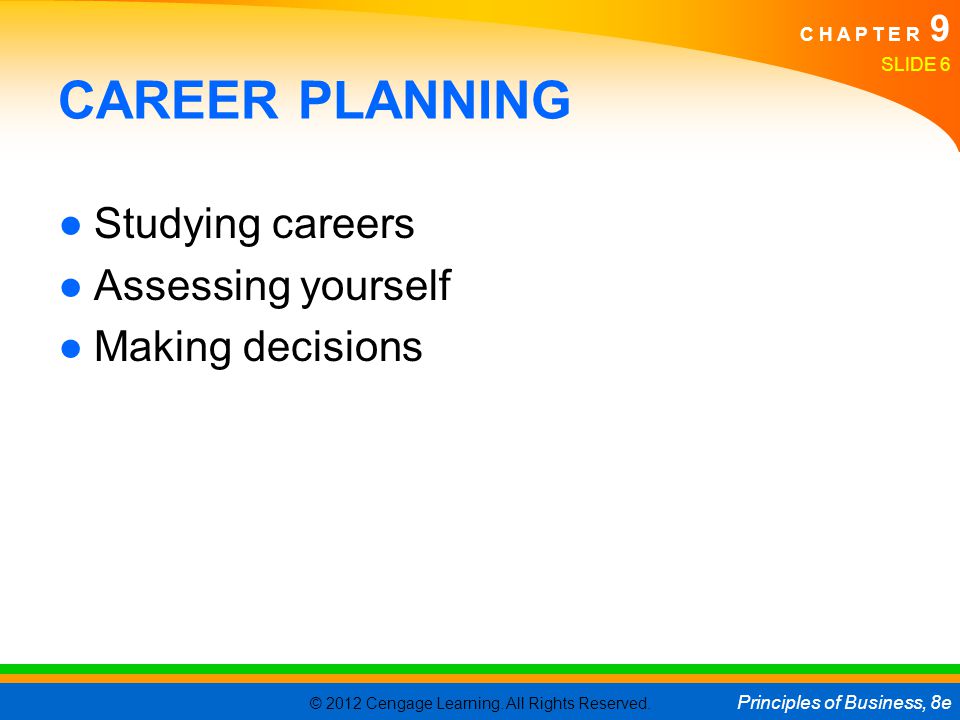 CAREER PLANNING Studying careers Assessing yourself Making decisions