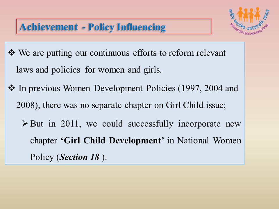 Achievement - Policy Influencing