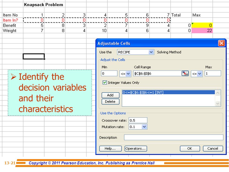 Identify the decision variables and their characteristics