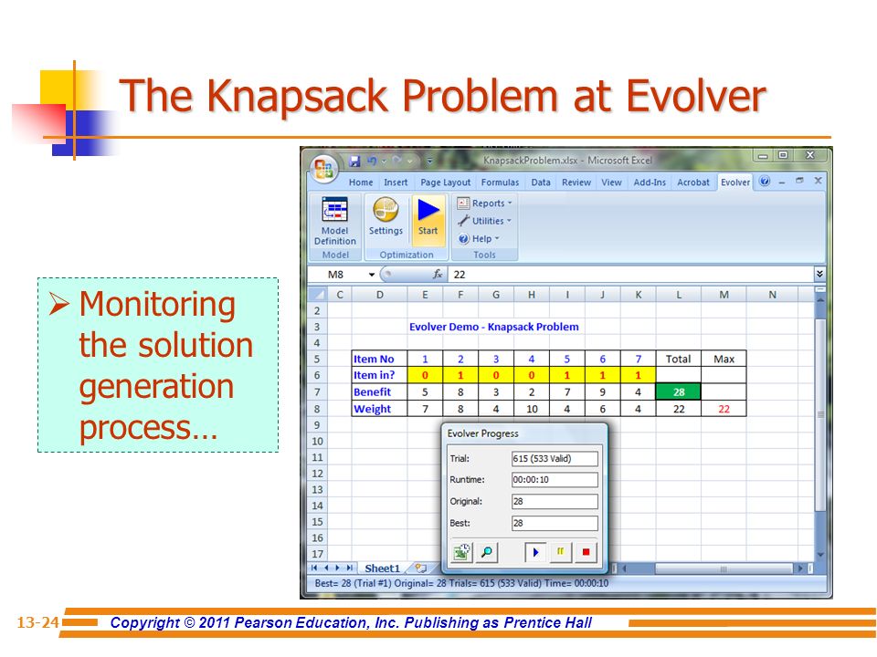 The Knapsack Problem at Evolver