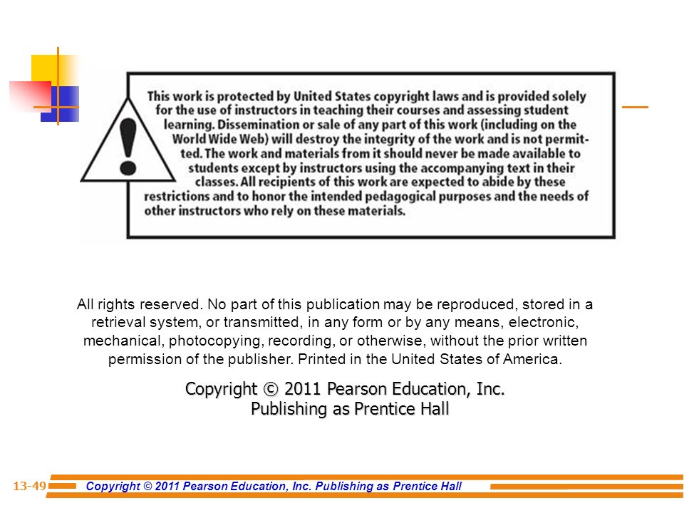 Copyright © 2011 Pearson Education, Inc. Publishing as Prentice Hall