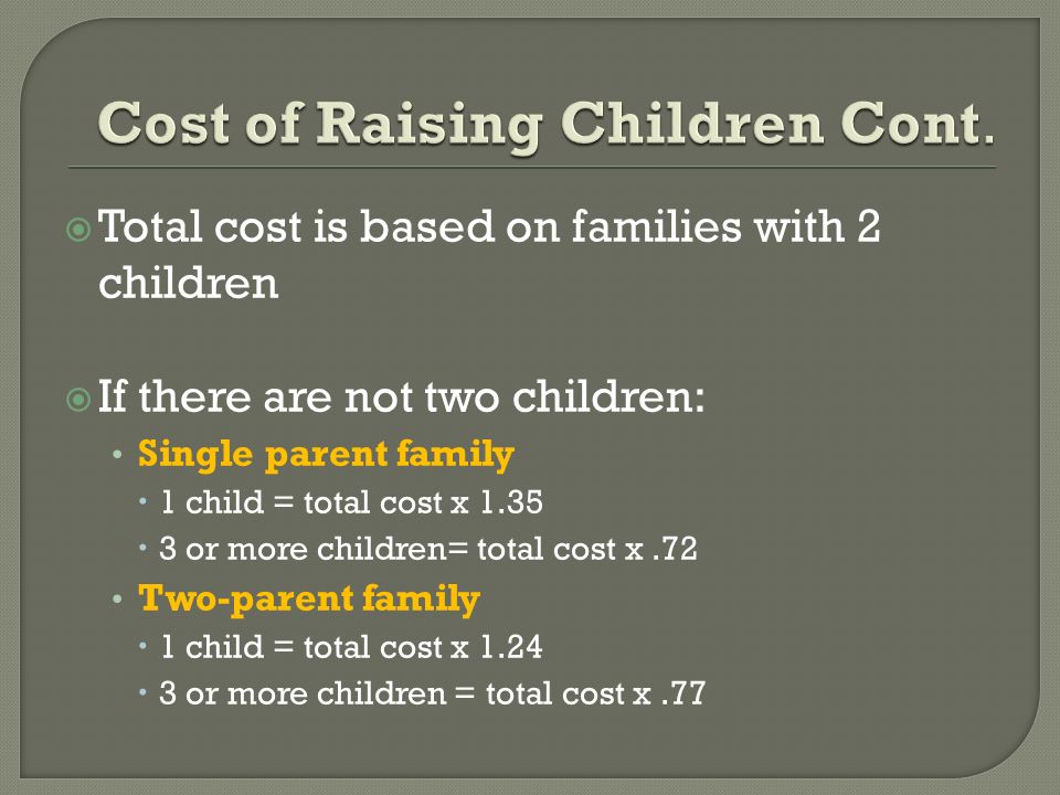 Cost of Raising Children Cont.