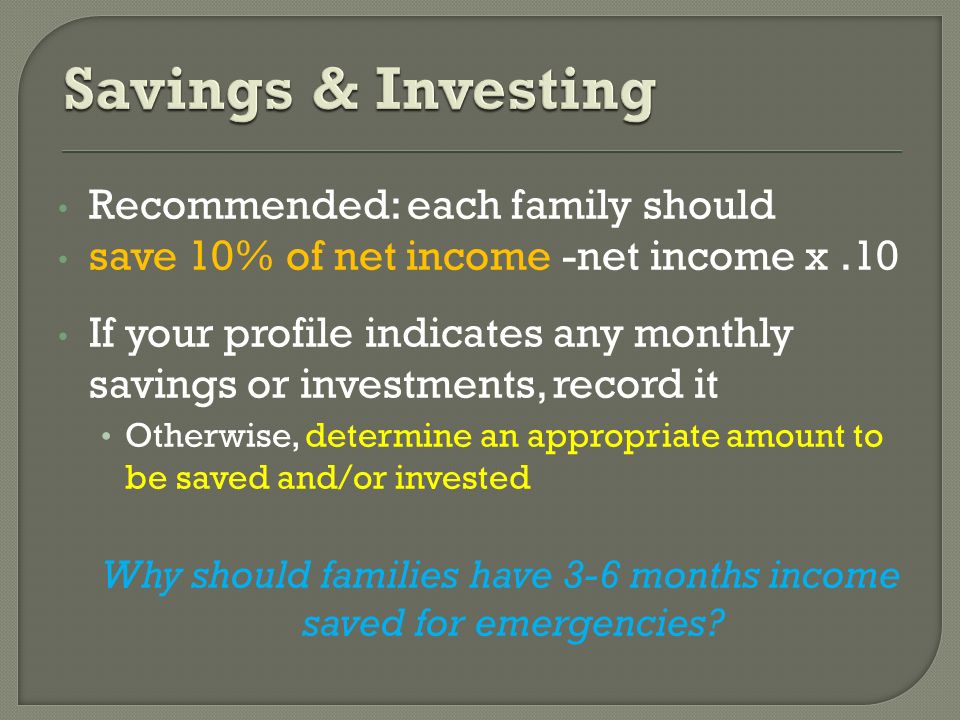 Why should families have 3-6 months income saved for emergencies