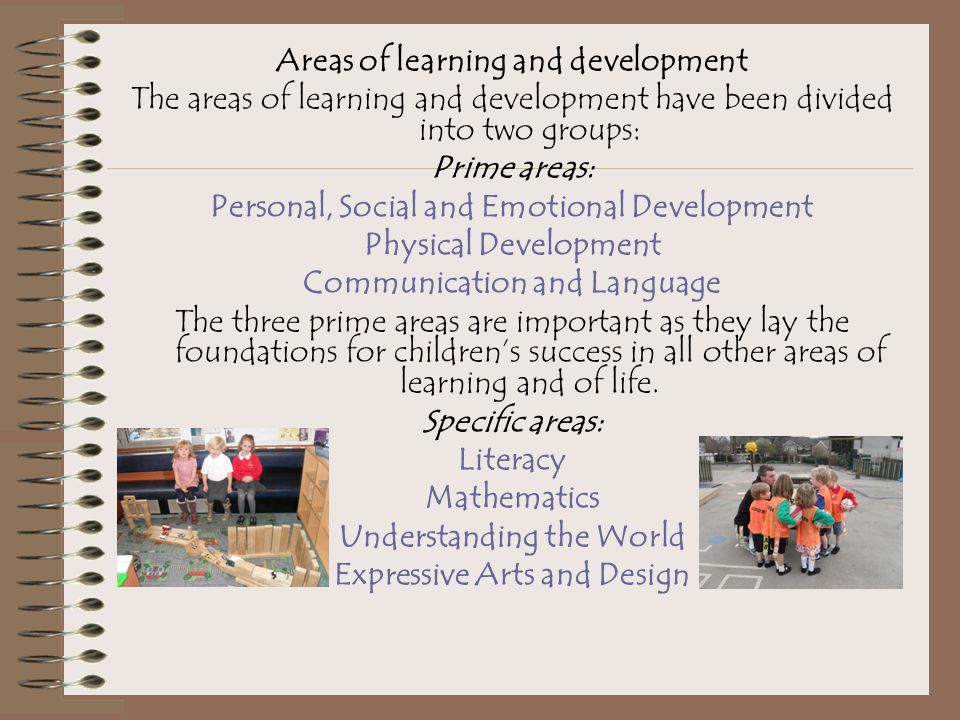Areas of learning and development
