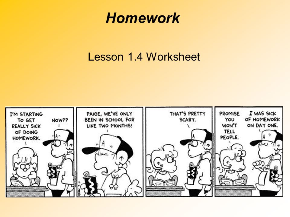 Homework Lesson 1.4 Worksheet