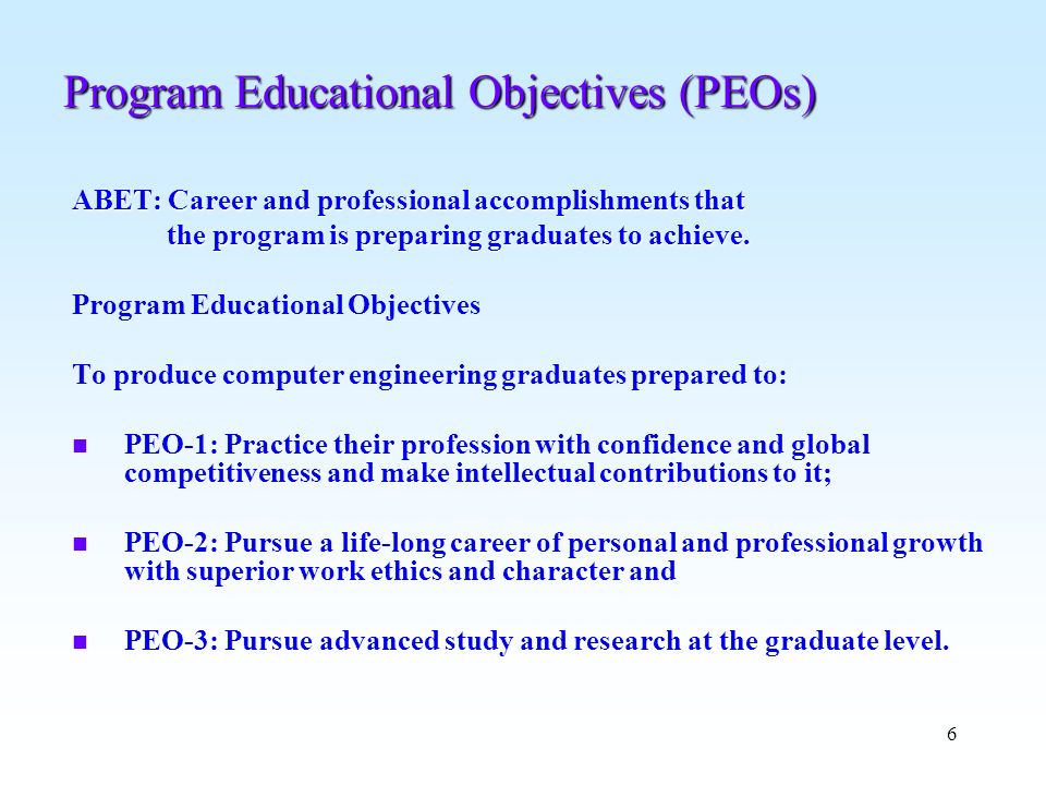Program Educational Objectives (PEOs)