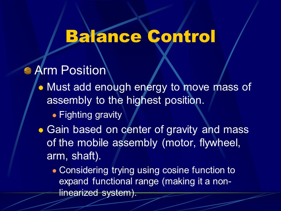 Balance Control Arm Position