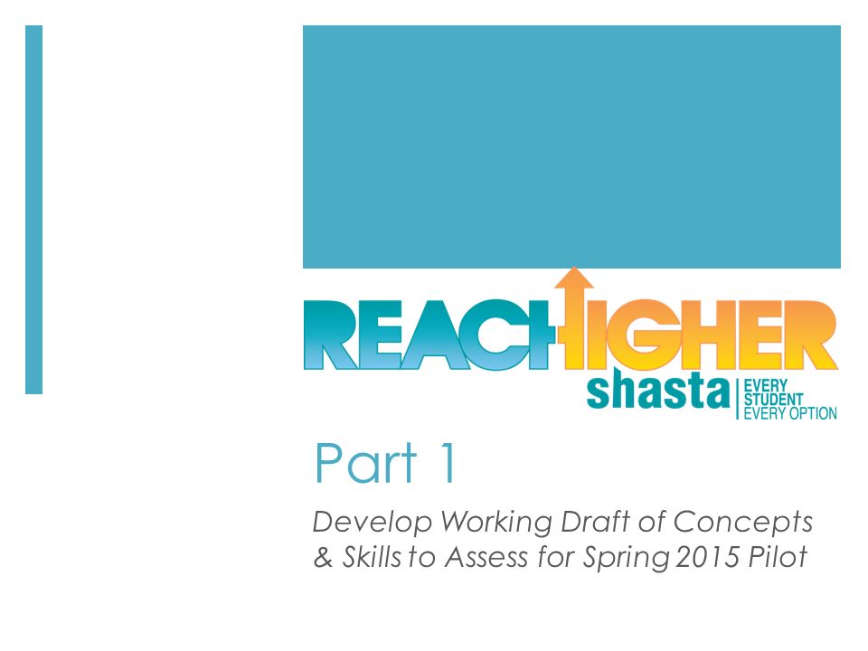 Part 1 Develop Working Draft of Concepts & Skills to Assess for Spring 2015 Pilot