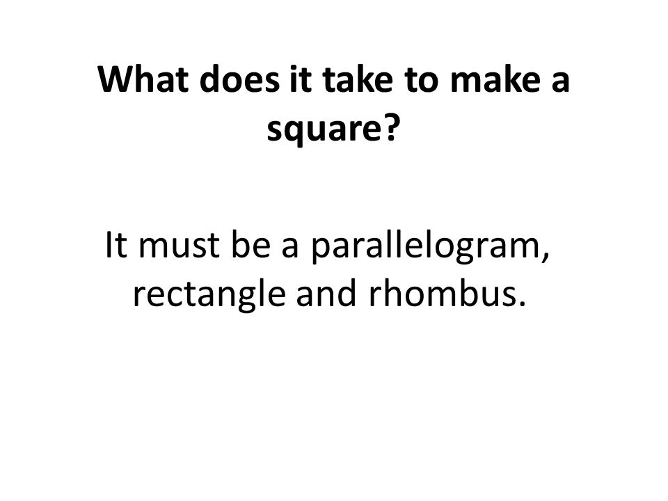 What does it take to make a square
