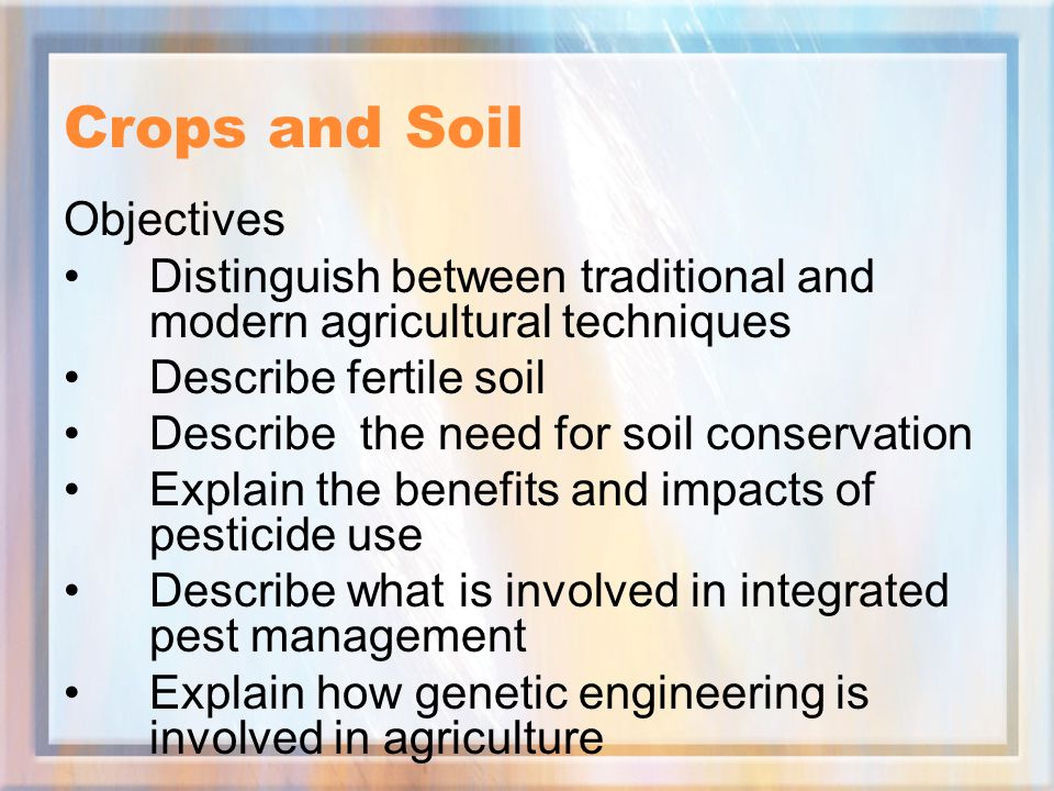 Crops and Soil Objectives