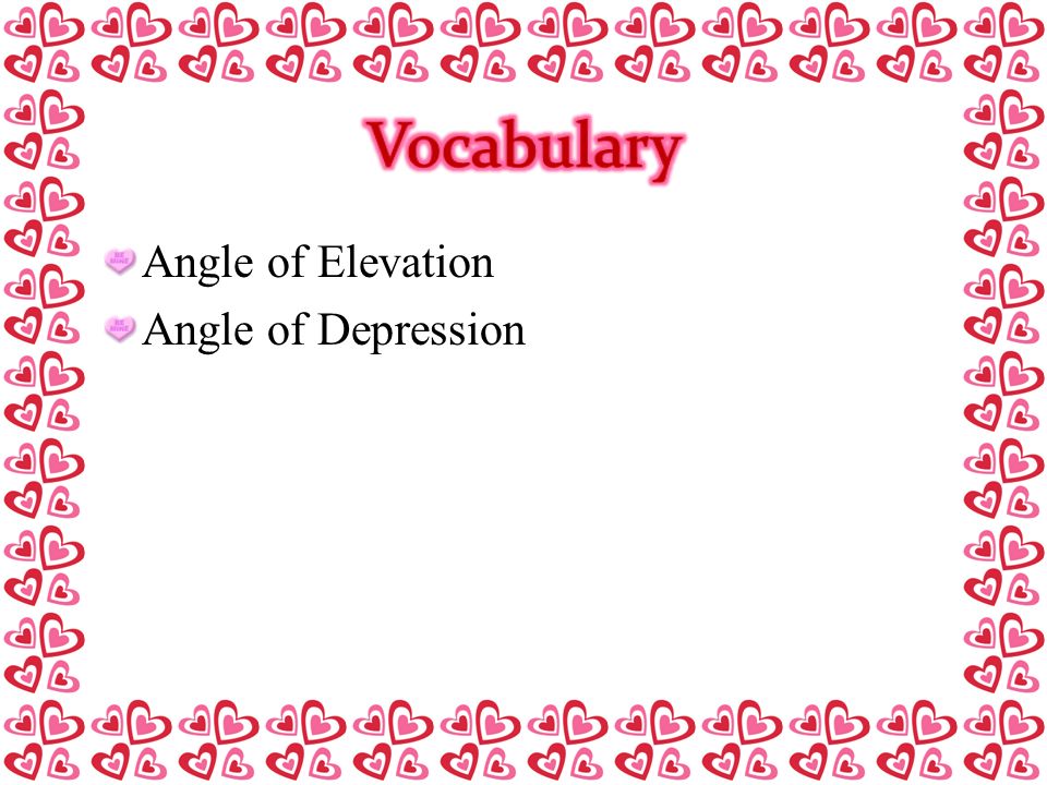 Vocabulary Angle of Elevation Angle of Depression