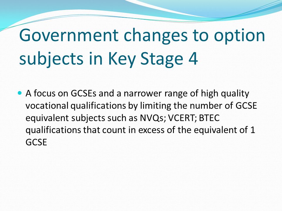 Government changes to option subjects in Key Stage 4