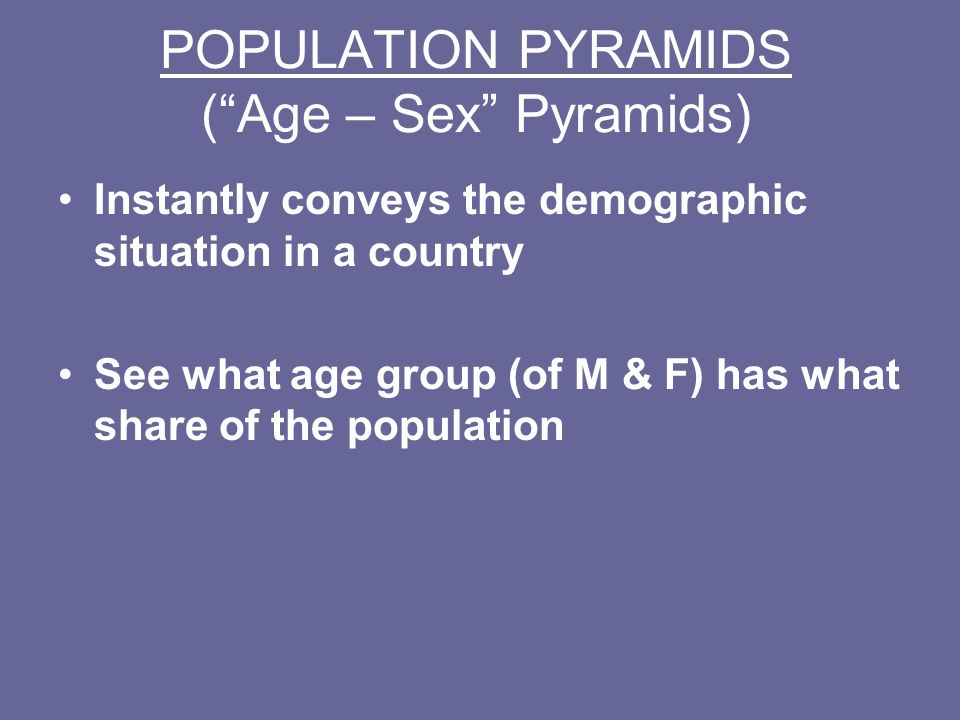 POPULATION PYRAMIDS ( Age – Sex Pyramids)