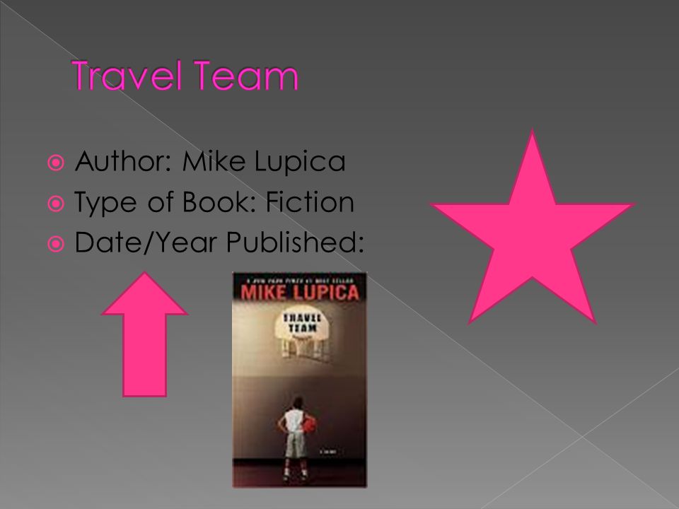 Travel Team Author: Mike Lupica Type of Book: Fiction