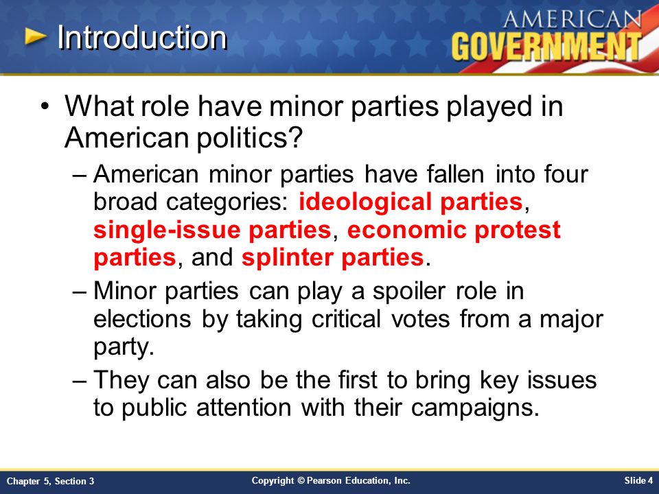 Introduction What role have minor parties played in American politics