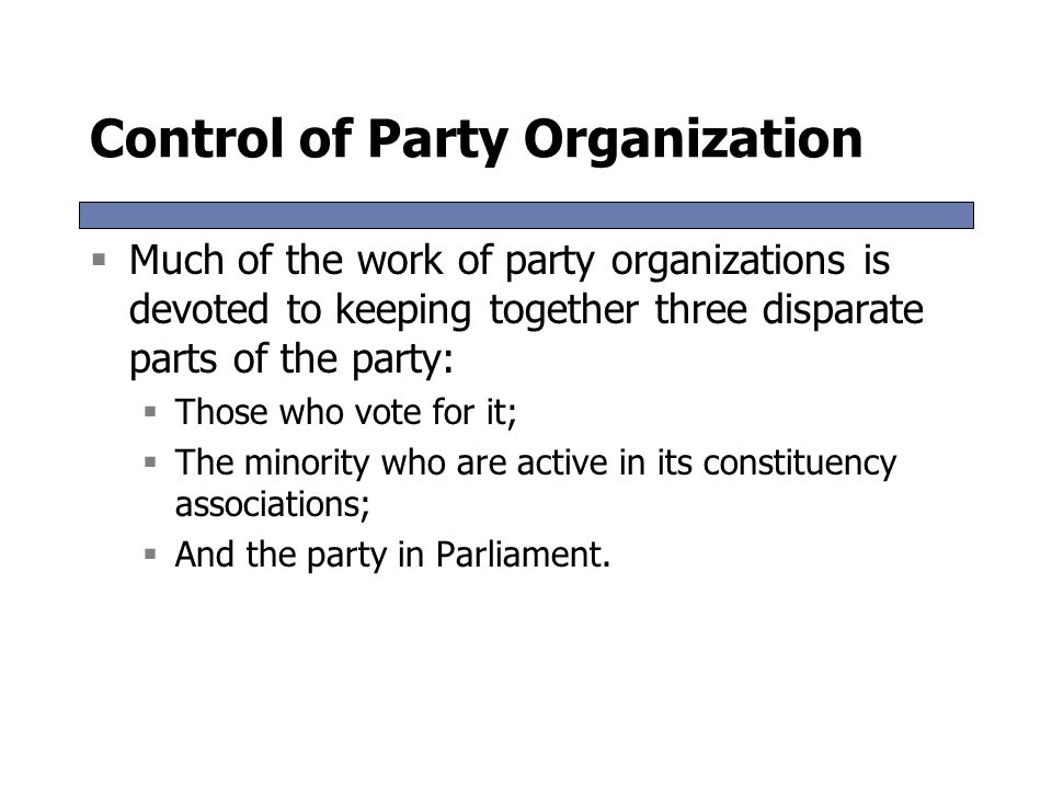 Image result for the 3 parts of the party organization?