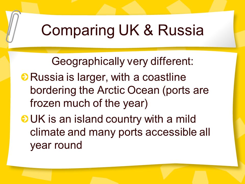 Geographically very different:
