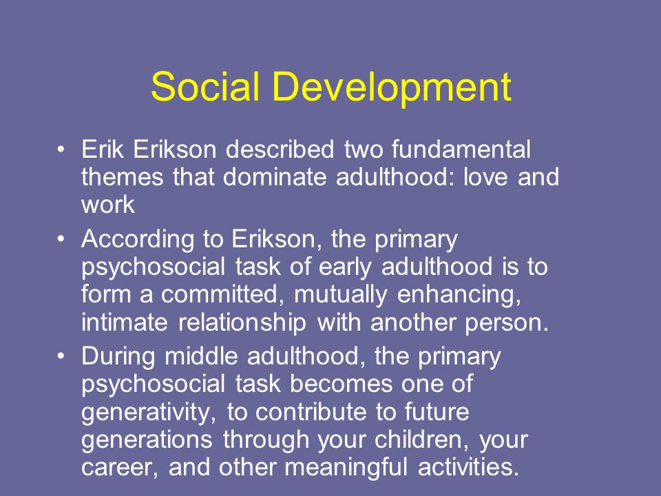 social development in early adulthood