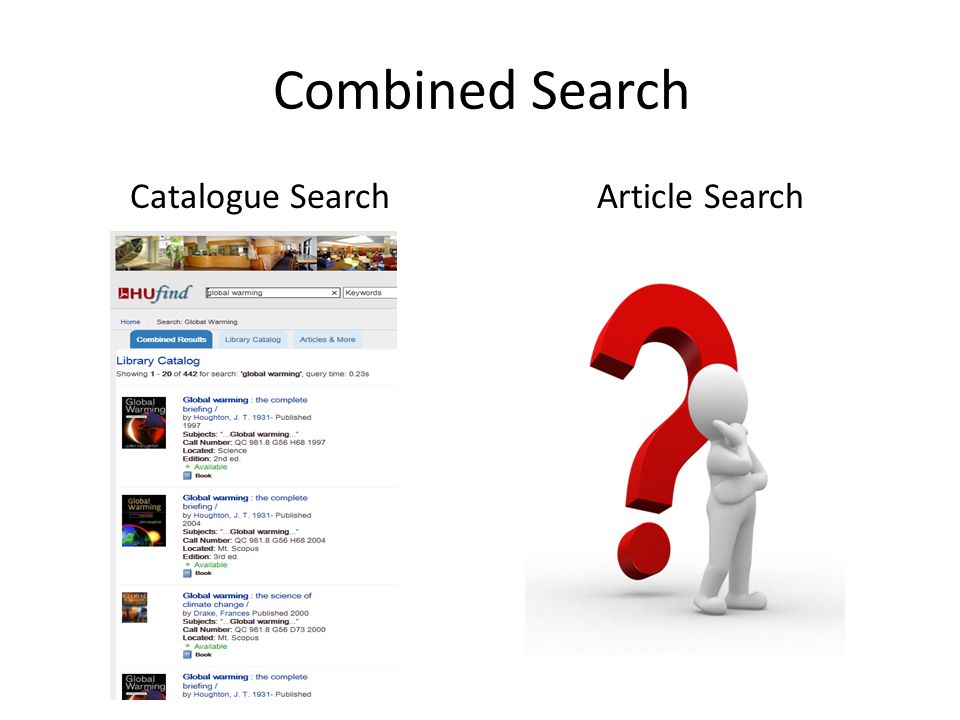 Combined Search Catalogue Search Article Search
