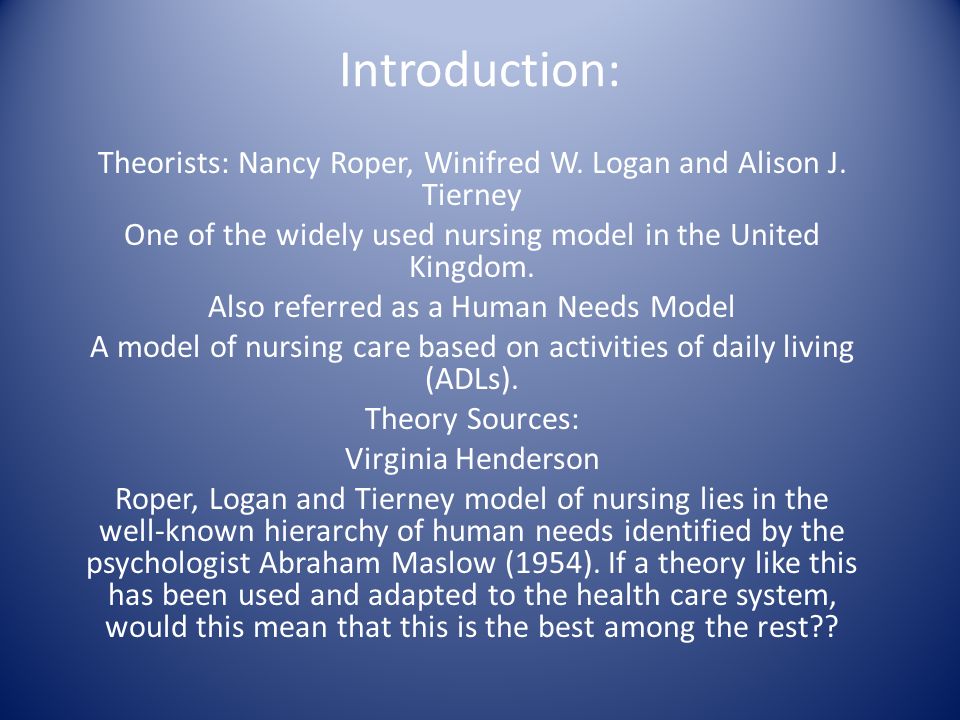 nancy roper nursing theory