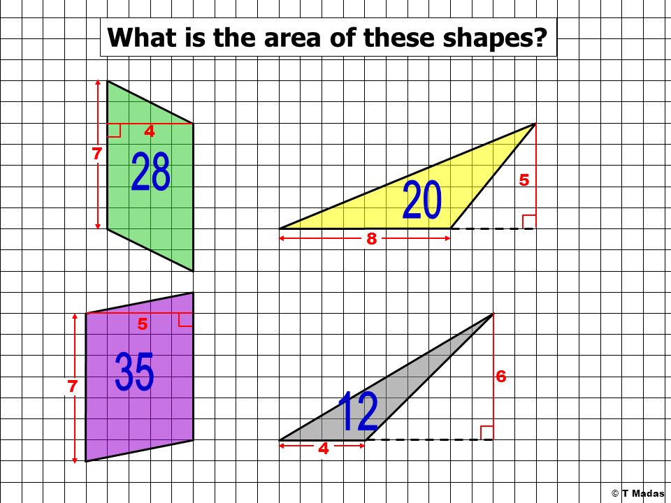 What is the area of these shapes