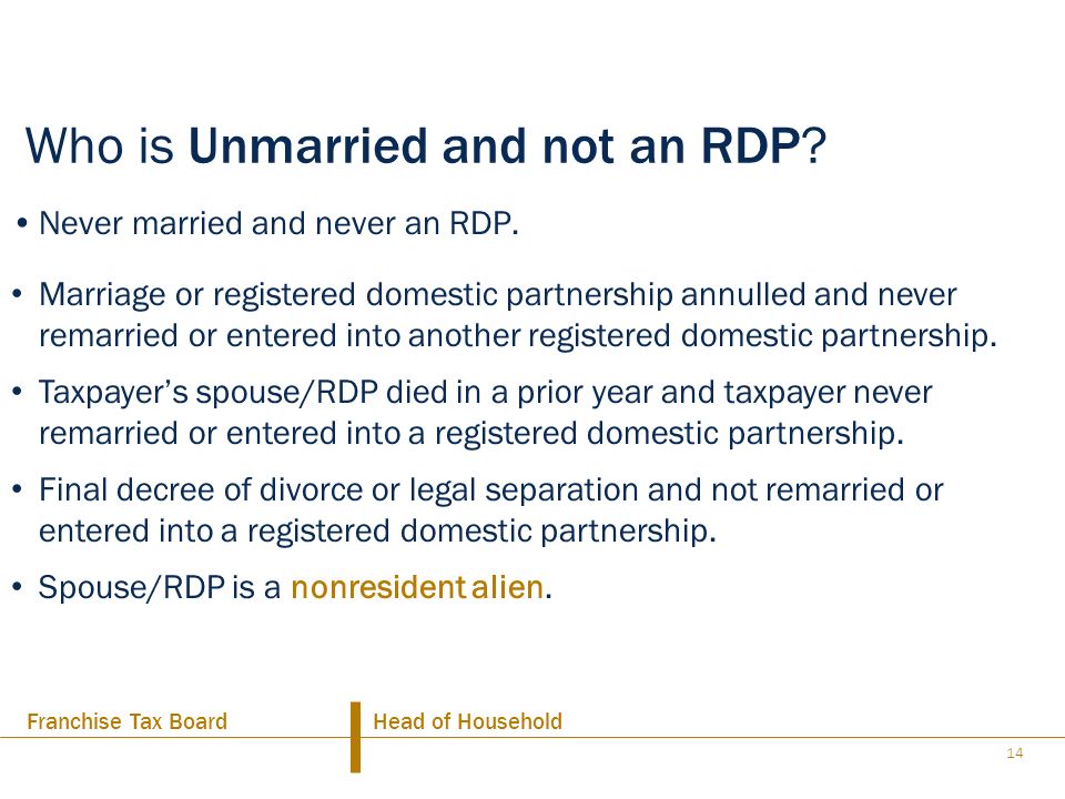 Who is Unmarried and not an RDP
