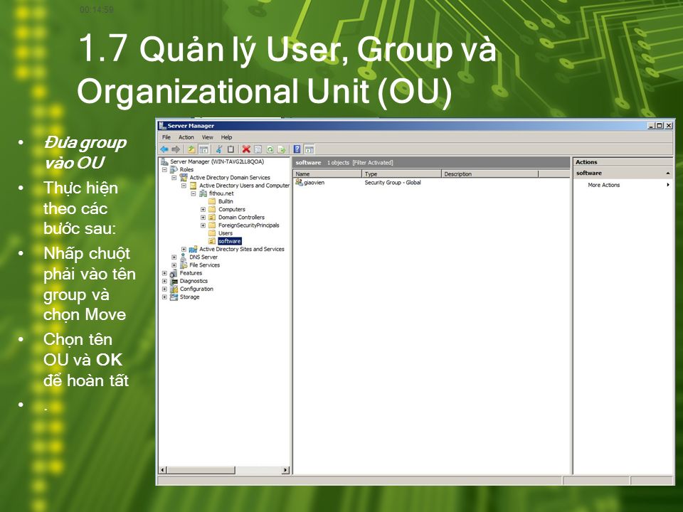 1.7 Quản lý User, Group và Organizational Unit (OU)