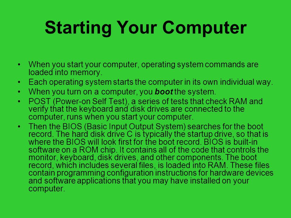 Starting Your Computer