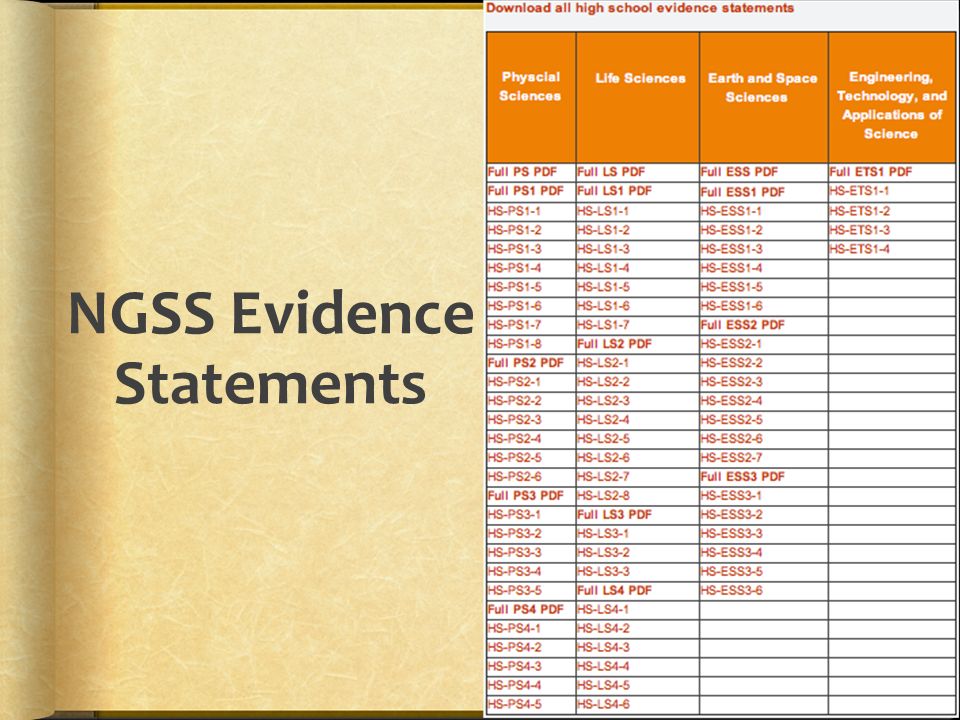NGSS Evidence Statements
